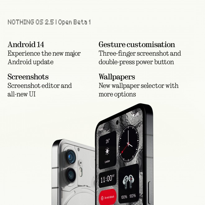 Nothing OS 2.5 beta basé sur Android 14 maintenant disponible pour le Nothing Phone (2)