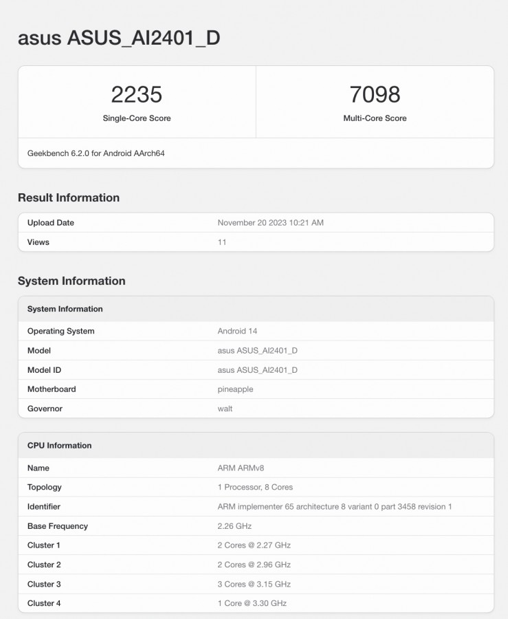 Asus ROG Phone 8 Ultimate visite Geekbench avec le Snapdragon 8 Gen 3