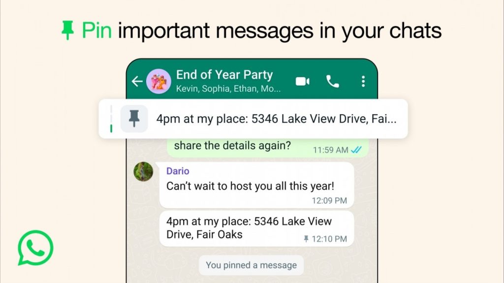 WhatsApp améliore l'épinglage de messages