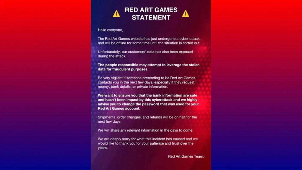 Cyberattaque chez Red Art Games : Les Données Clients en Péril