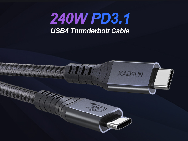 Découvrez le câble USB C XAOSUN Thunderbolt 4 1 FT, 3.3 FT et 6 FT compatible avec iPhone 15 Pro Max