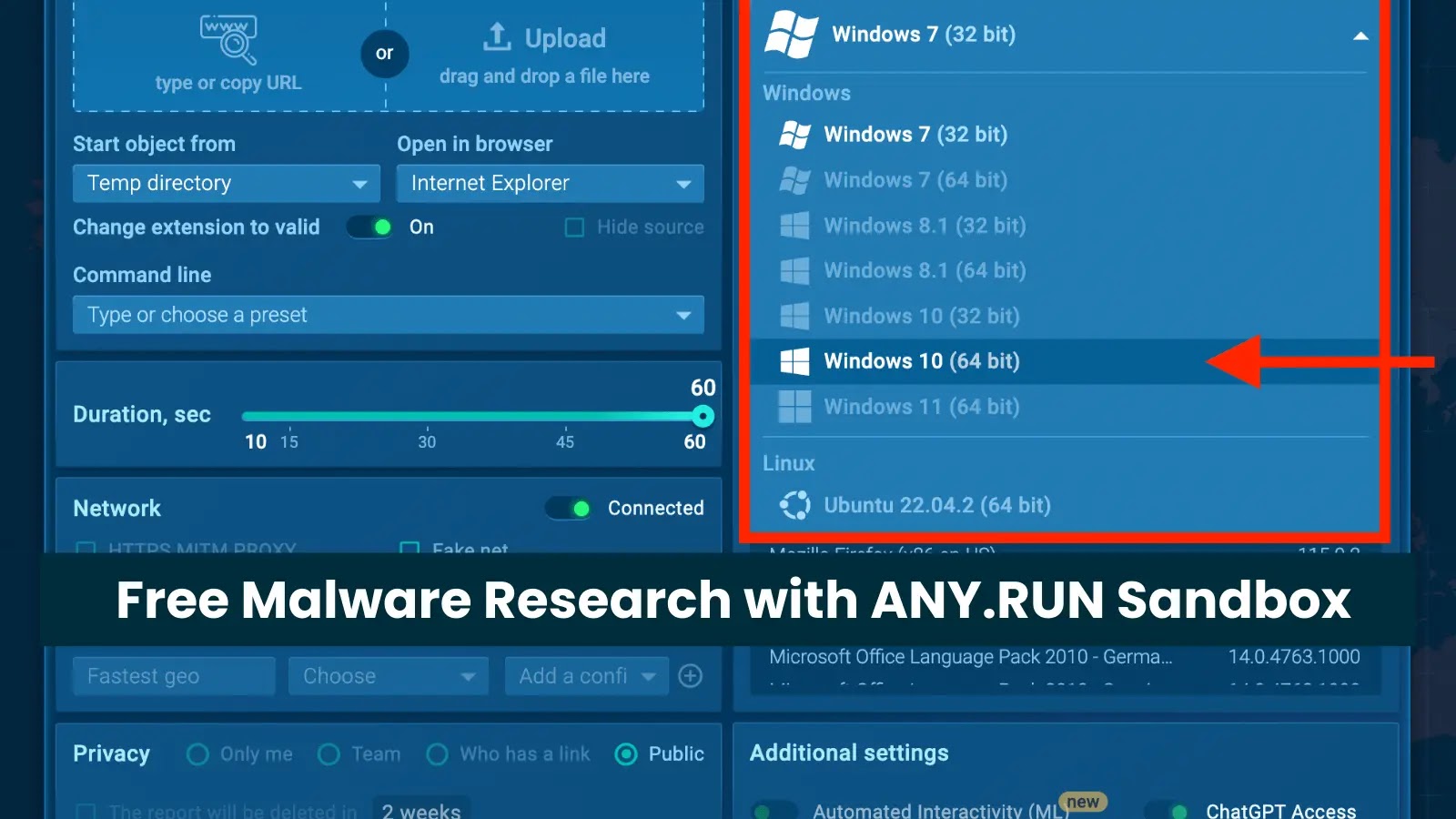 Windows 10 : Analyse des logiciels malveillants avec ANY.RUN Sandbox